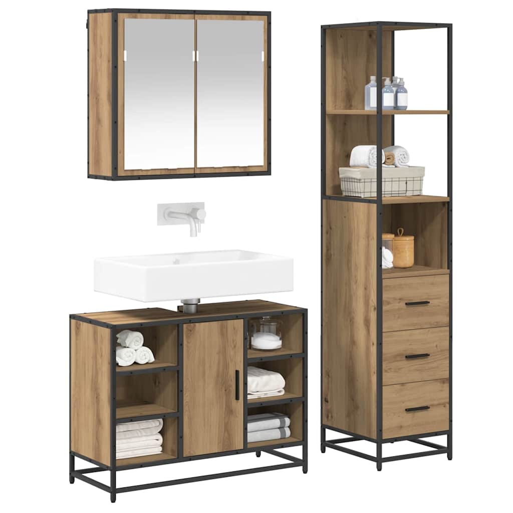vidaXL Σετ Επίπλων Μπάνιου 3 τμχ. Artisan Oak 80 x 33 x 60 εκ