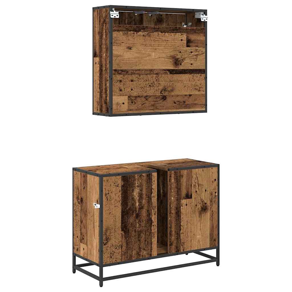 vidaXL Σετ Επίπλων Μπάνιου 2 τμχ. Παλιό Ξύλο 80 x 33 x 60 εκ