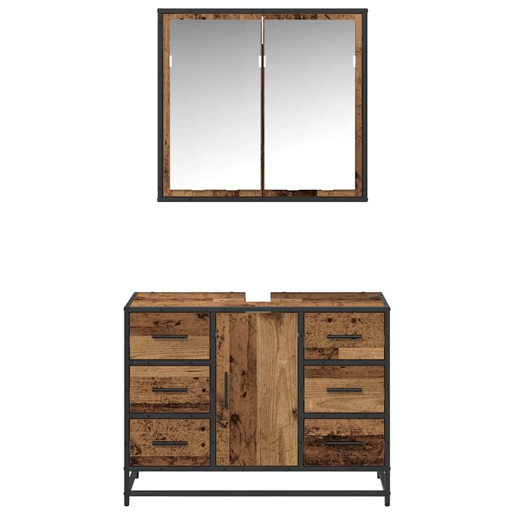 vidaXL Σετ Επίπλων Μπάνιου 2 τμχ. Παλιό Ξύλο 80 x 33 x 60 εκ