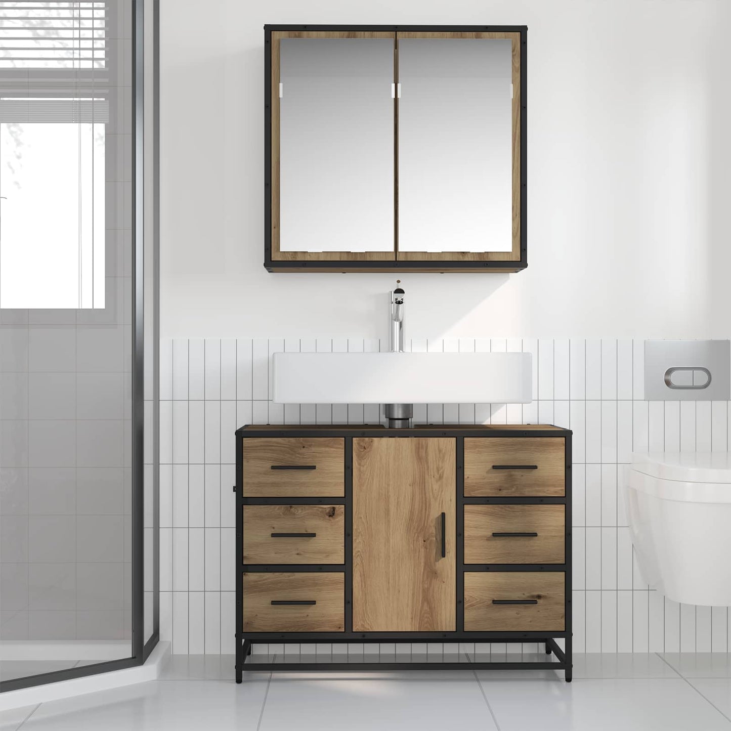 vidaXL Σετ Επίπλων Μπάνιου 2 τμχ. Artisan Oak 80 x 33 x 60 εκ