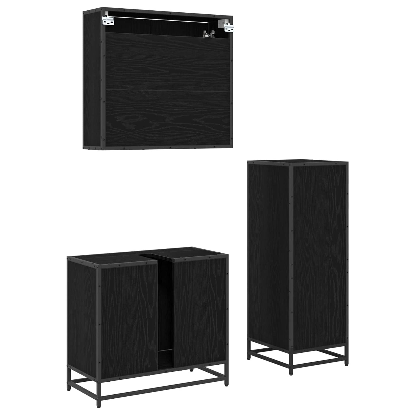 vidaXL Σετ Επίπλων Μπάνιου 3 τμχ. Μαύρη Οξυά 65 x 33 x 60 εκ