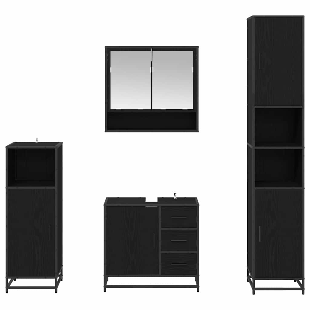 vidaXL Σετ Επίπλων Μπάνιου 4 pcs Μαύρη δρυς 35 x 37.5 x 188.5 εκατοστά