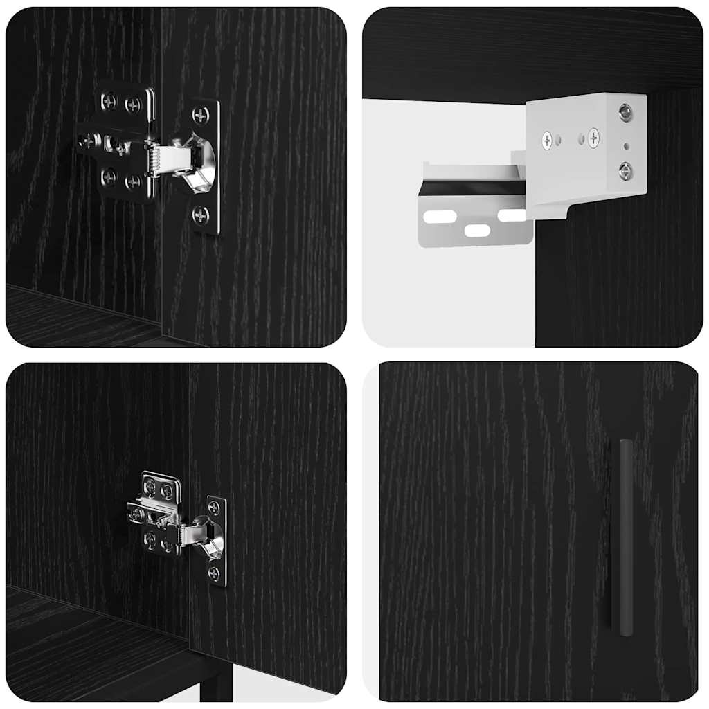 vidaXL Σετ Επίπλων Μπάνιου Επιτοίχιο 3 pcs Μαύρη δρυς 65 x 33 x 60 εκ