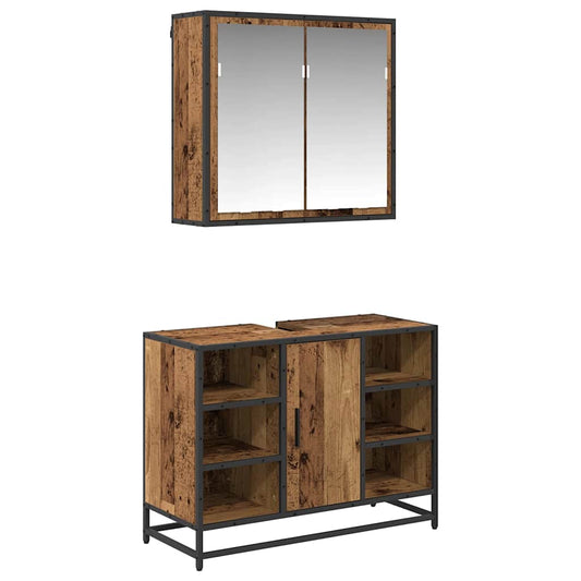 vidaXL Σετ Επίπλων Μπάνιου Επιτοίχιο 2 pcs Παλαιό ξύλο 80 x 33 x 60 εκ