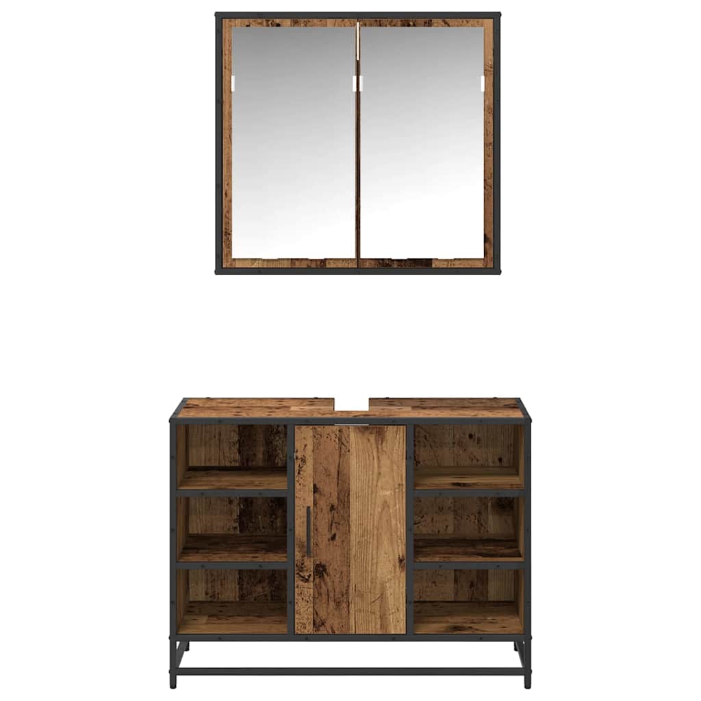 vidaXL Σετ Επίπλων Μπάνιου Επιτοίχιο 2 pcs Παλαιό ξύλο 80 x 33 x 60 εκ