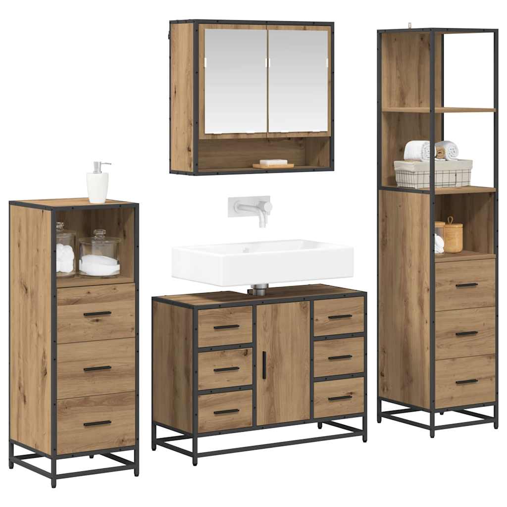 vidaXL Σετ Επίπλων Μπάνιου 4 τμχ. Artisan Oak 80 x 33 x 60 εκ