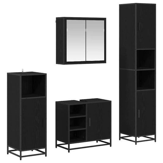 vidaXL Σετ Επίπλων Μπάνιου Επιτοίχιο 4 pcs Μαύρη δρυς 65 x 33 x 60 εκ