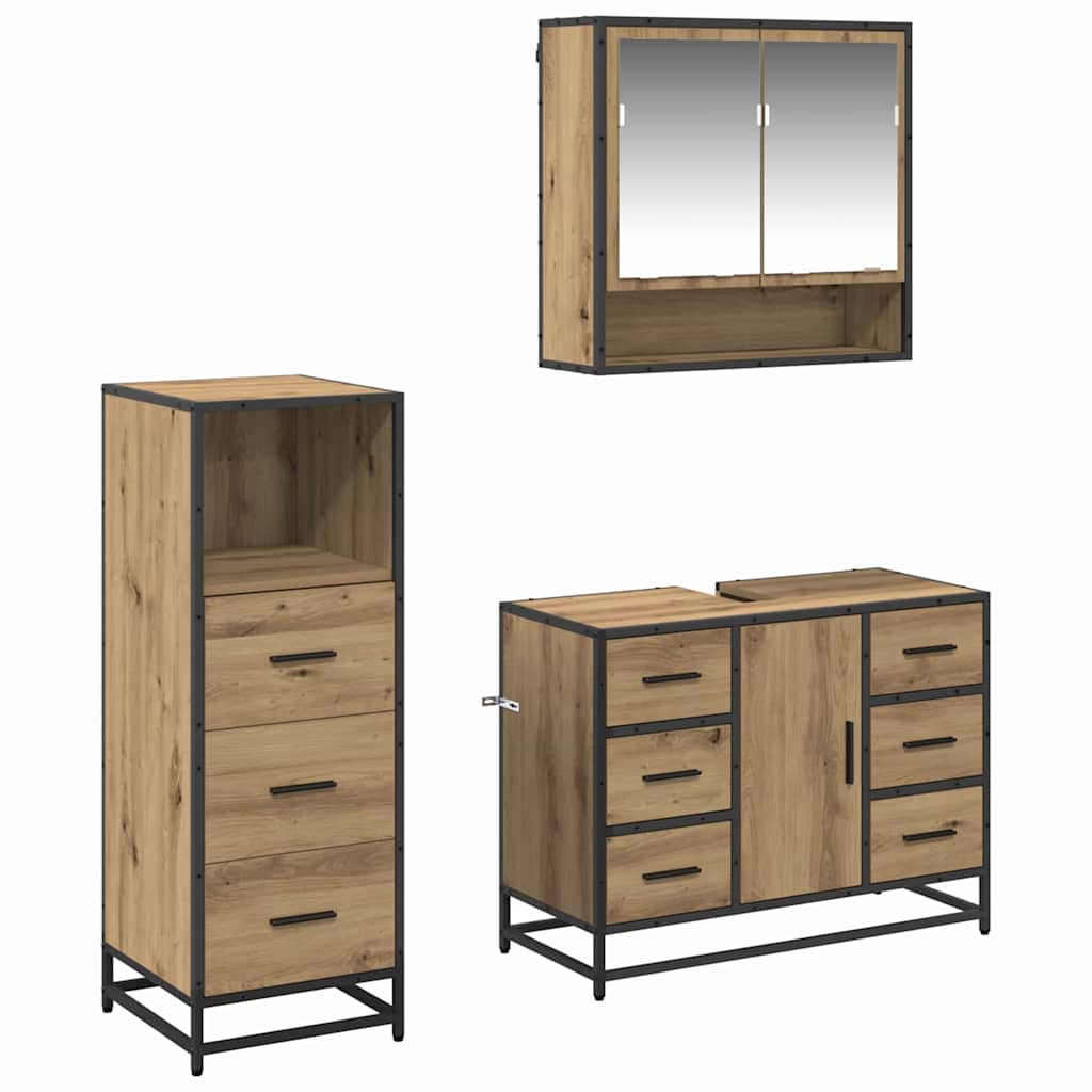 vidaXL Σετ Επίπλων Μπάνιου 3 τμχ. Artisan Oak 80 x 33 x 60 εκ
