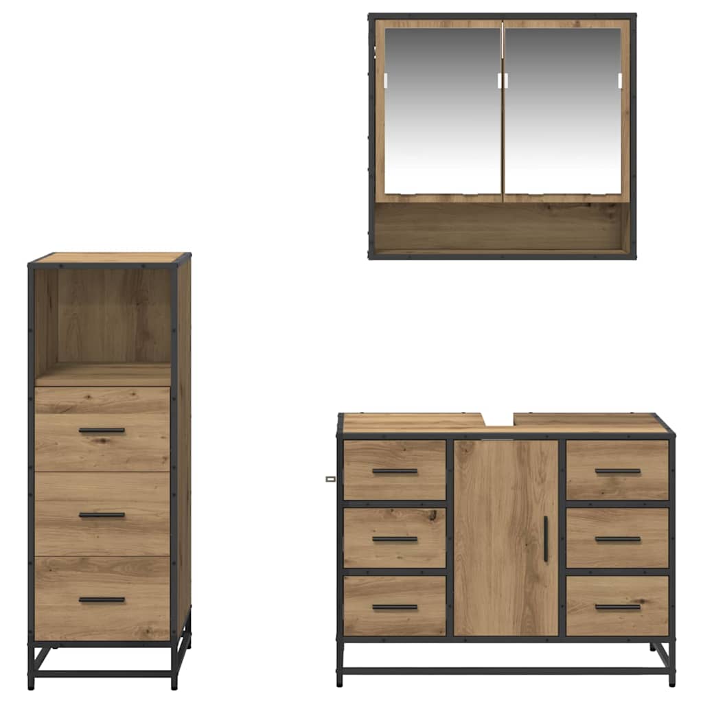vidaXL Σετ Επίπλων Μπάνιου 3 τμχ. Artisan Oak 80 x 33 x 60 εκ
