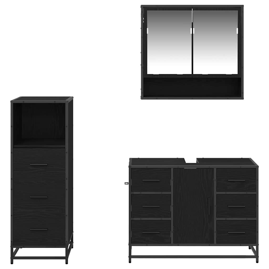 vidaXL Σετ Επίπλων Μπάνιου με συρτάρι 3 pcs Μαύρη δρυς 80 x 33 x 60 εκ