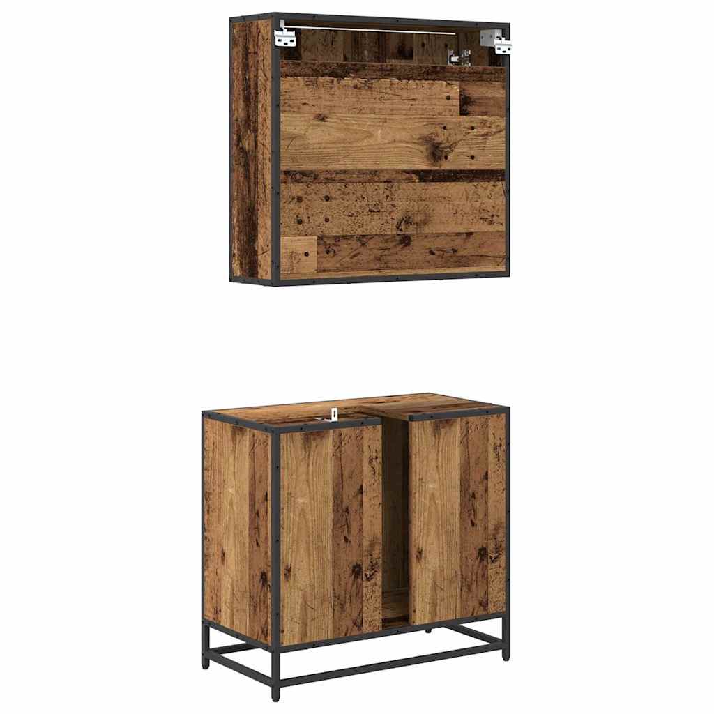 vidaXL Σετ Επίπλων Μπάνιου με ράφι 2 pcs Παλιό Ξύλο Επεξεργασμένο ξύλο