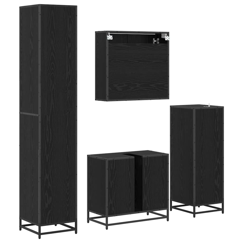 vidaXL Σετ Επίπλων Μπάνιου Επιτοίχιο 4 pcs Μαύρη δρυς 65 x 33 x 60 εκ