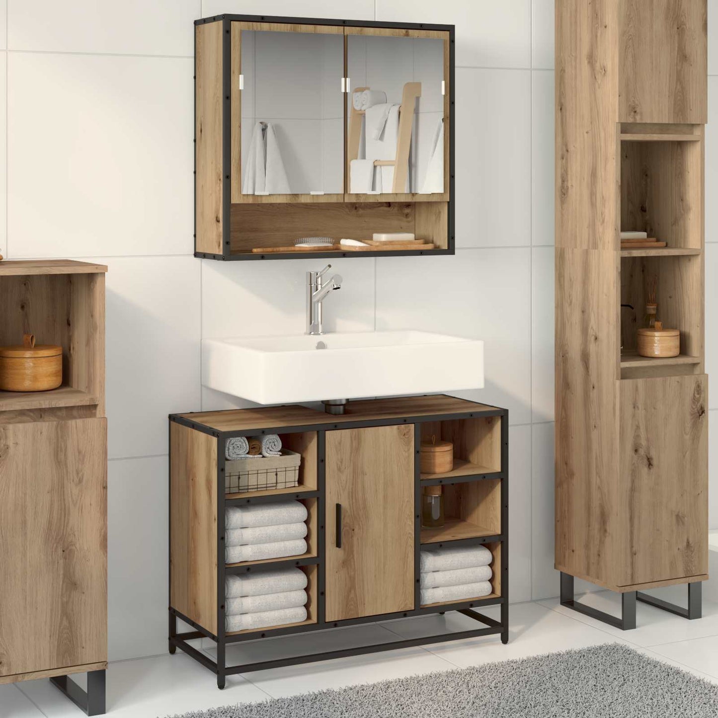 vidaXL Σετ Επίπλων Μπάνιου 2 τμχ. Artisan Oak 80 x 33 x 60 εκ