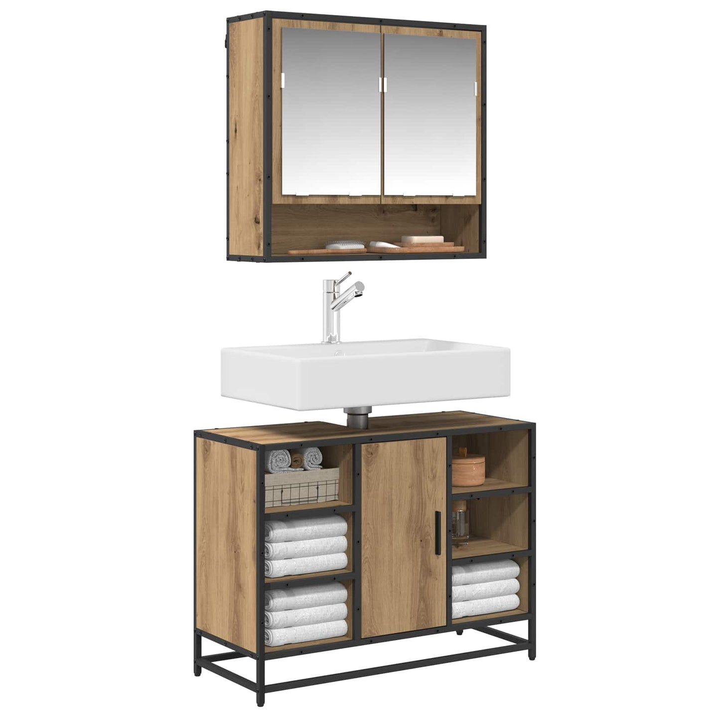 vidaXL Σετ Επίπλων Μπάνιου 2 τμχ. Artisan Oak 80 x 33 x 60 εκ