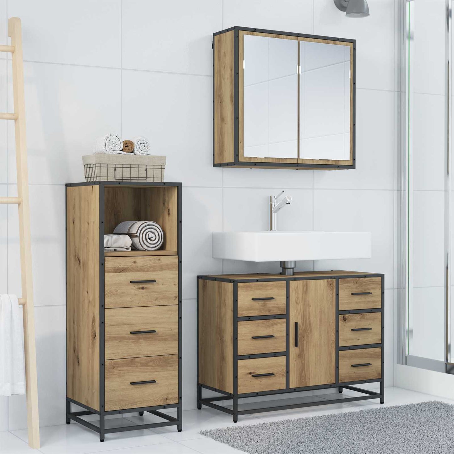 vidaXL Σετ Επίπλων Μπάνιου 3 τμχ. Artisan Oak 80 x 33 x 60 εκ