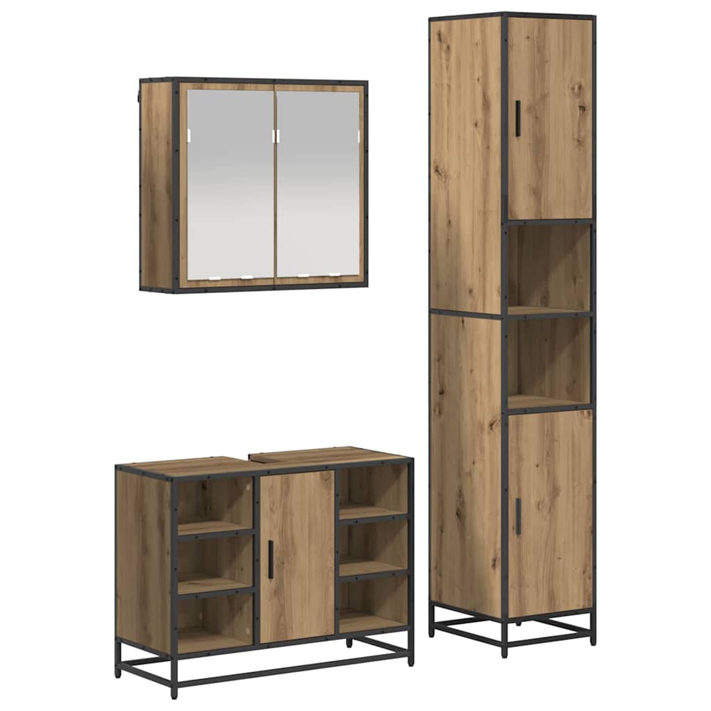 vidaXL Σετ Επίπλων Μπάνιου 3 τμχ. Artisan Oak 80 x 33 x 60 εκ