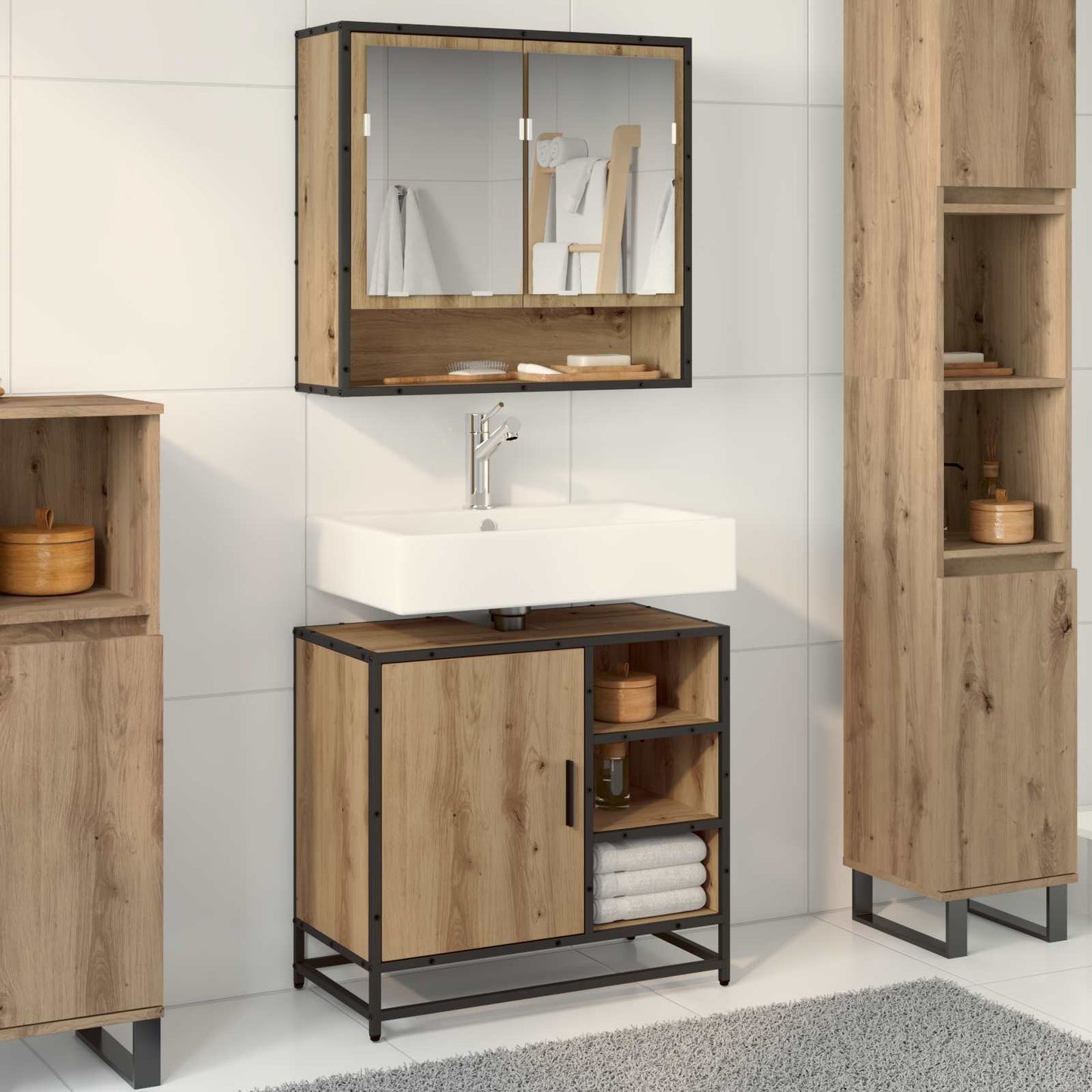 vidaXL Σετ Επίπλων Μπάνιου 2 τμχ. Artisan Oak 65 x 33 x 60 εκ