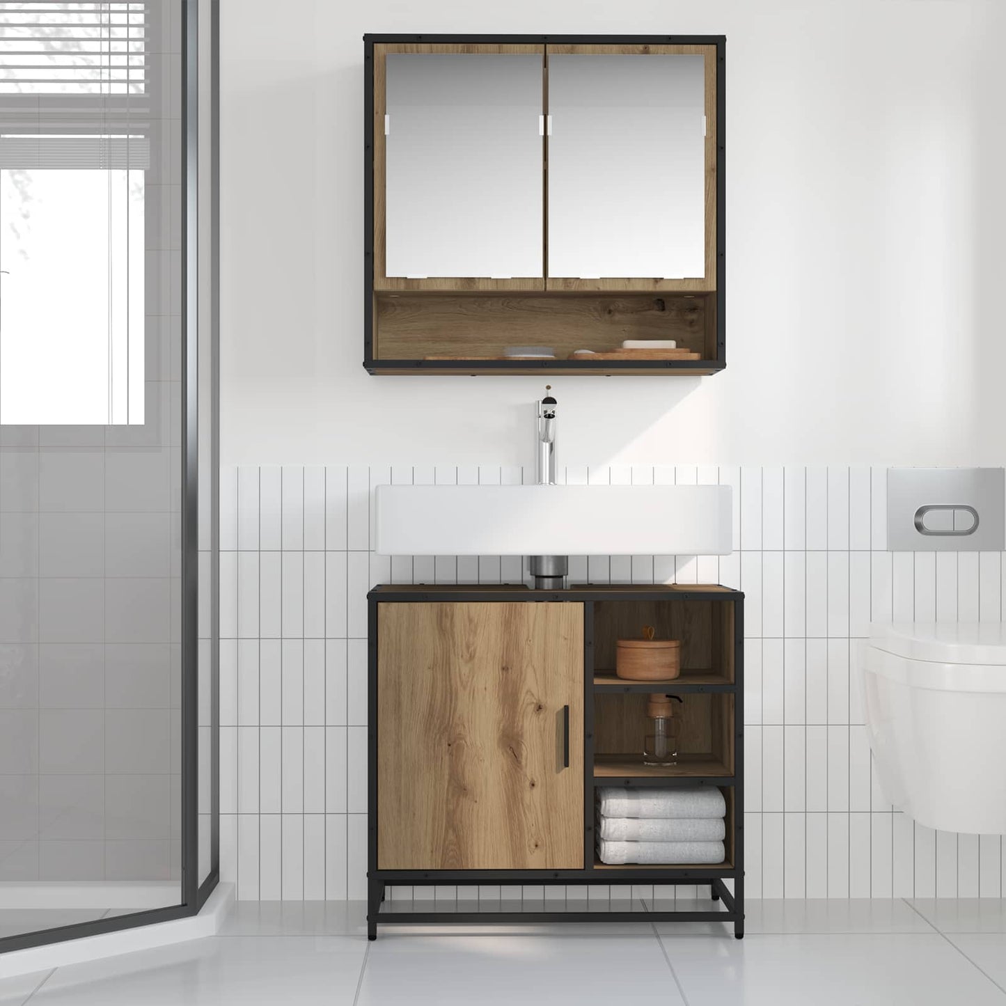 vidaXL Σετ Επίπλων Μπάνιου 2 τμχ. Artisan Oak 65 x 33 x 60 εκ