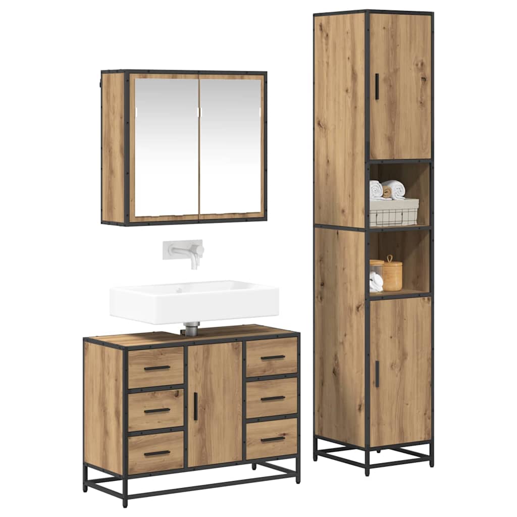 vidaXL Σετ Επίπλων Μπάνιου 3 τμχ. Artisan Oak 80 x 33 x 60 εκ