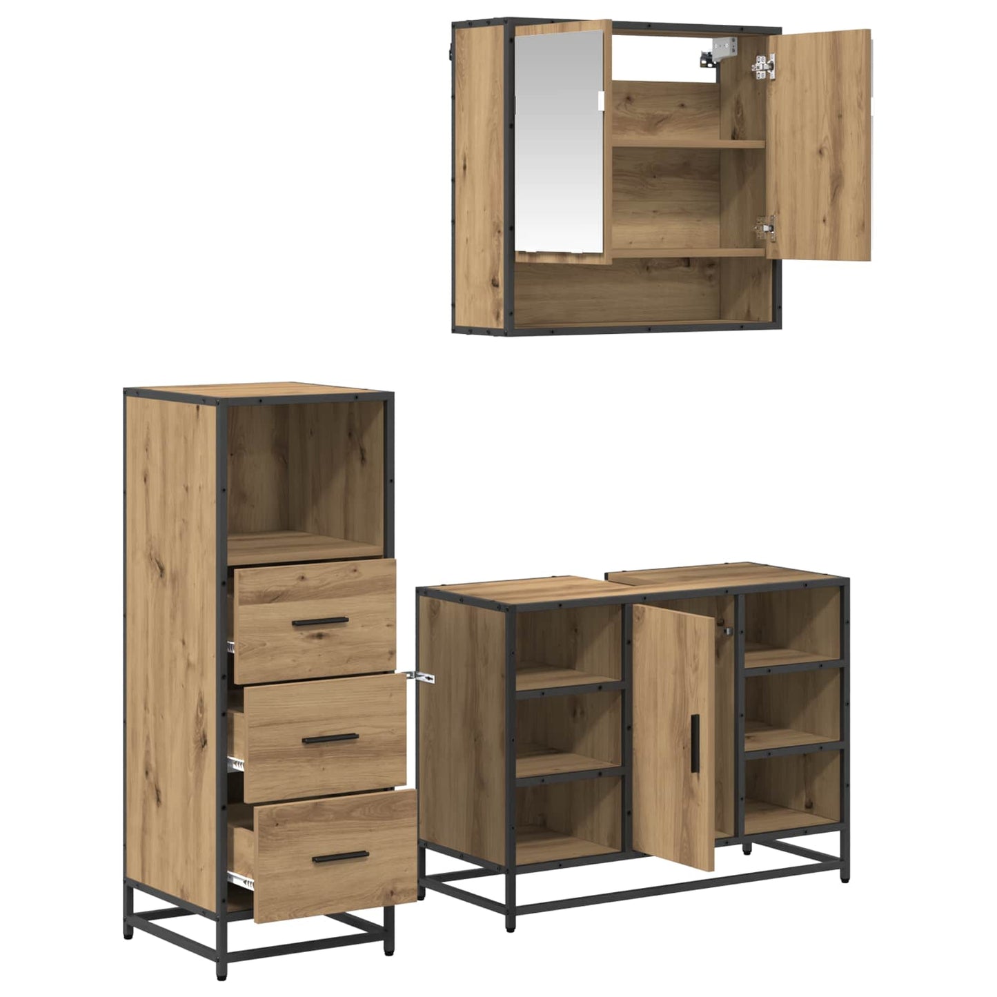 vidaXL Σετ Επίπλων Μπάνιου 3 τμχ. Artisan Oak 80 x 33 x 60 εκ