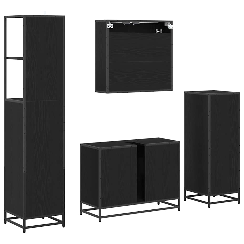 vidaXL Σετ Επίπλων Μπάνιου με συρτάρι 4 pcs Μαύρη δρυς 80 x 33 x 60 εκ