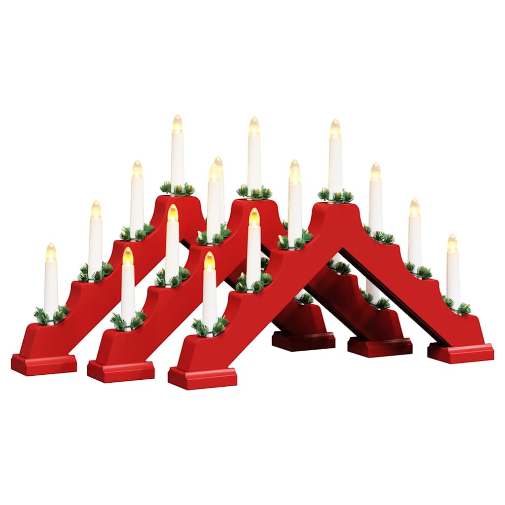 vidaXL Γέφυρα με Χριστουγεννιάτικα Κεριά με 7 LED 3 pcs Κόκκινο
