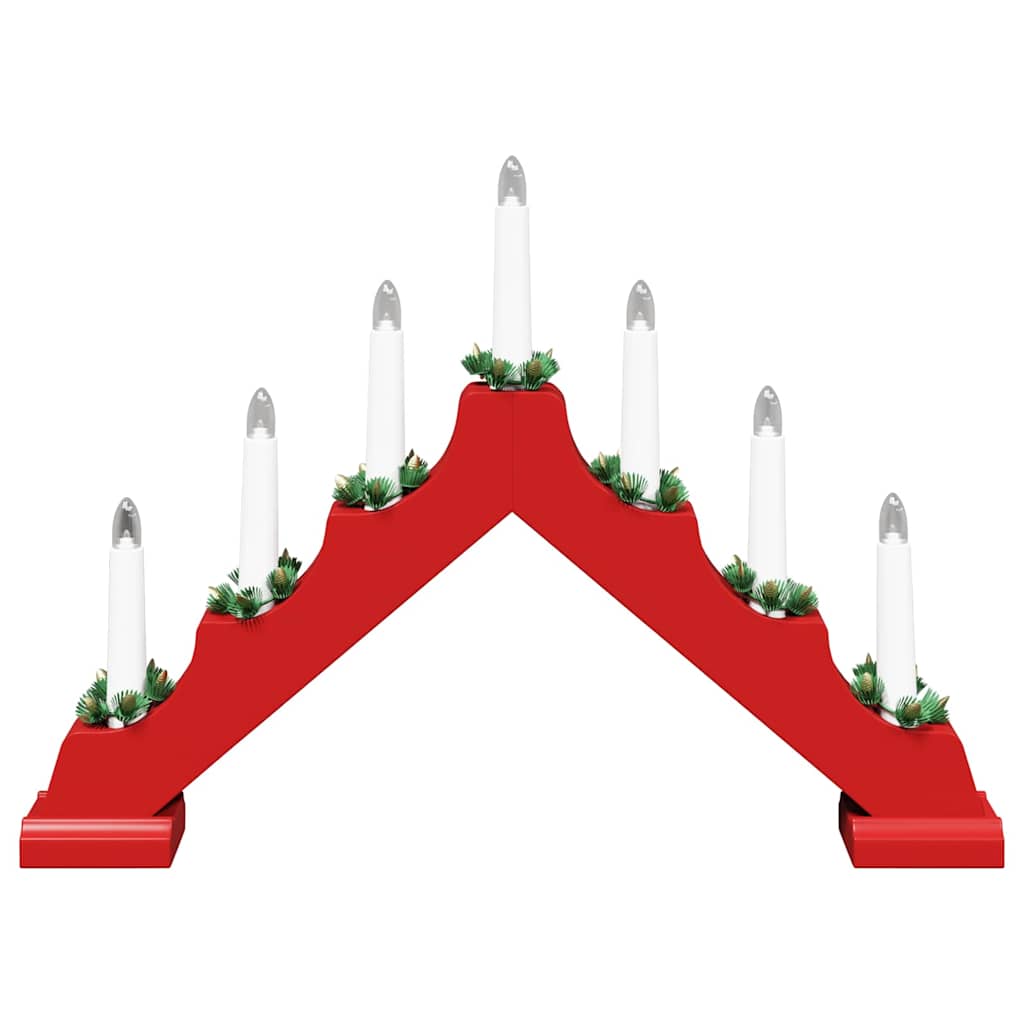 vidaXL Γέφυρα με Χριστουγεννιάτικα Κεριά με 7 LED 3 pcs Κόκκινο