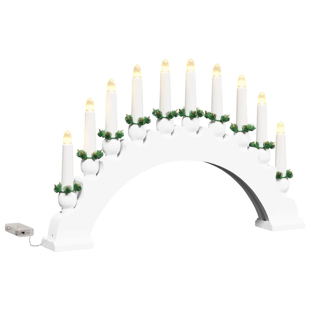 vidaXL Χριστουγεννιάτικος Κεφαλόσκαφος με 10 LED Κεριά Λευκό