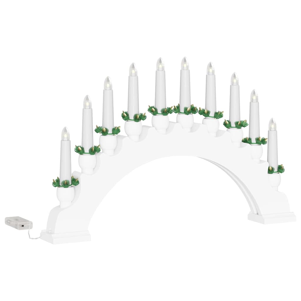 vidaXL Χριστουγεννιάτικος Κεφαλόσκαφος με 10 LED Κεριά Λευκό