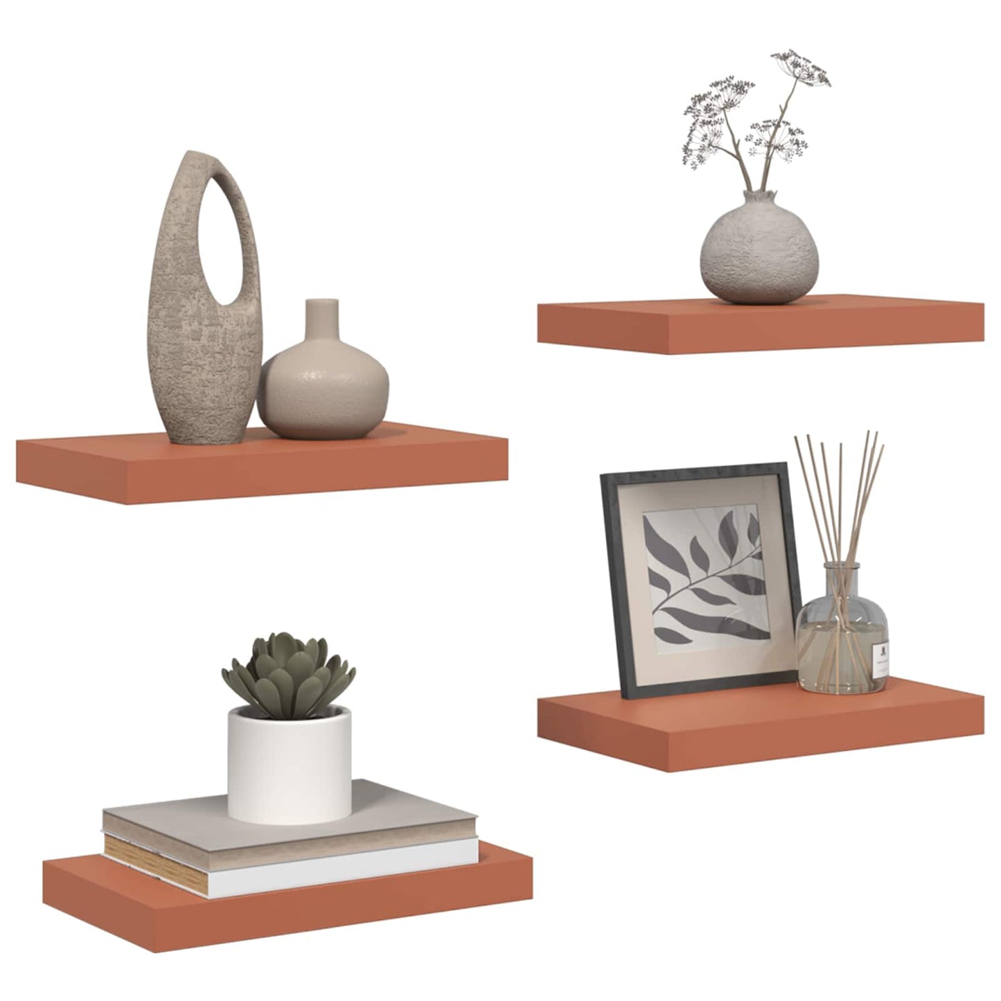 vidaXL Ράφι Τοίχου 4 pcs Κόκκινο 40 x 23,5 x 4 εκ Επεξεργασμένο ξύλο