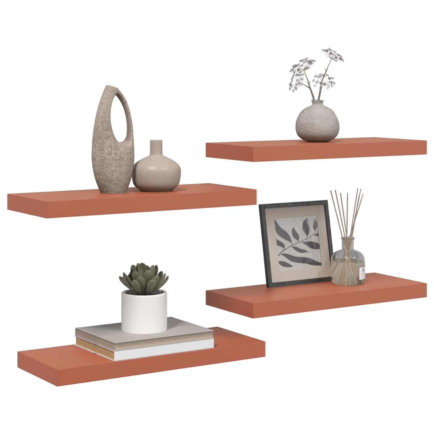 vidaXL Ράφι Τοίχου Επιτοίχιο 4 τμχ. Κόκκινο 60 x 23,5 x 3,8 cm