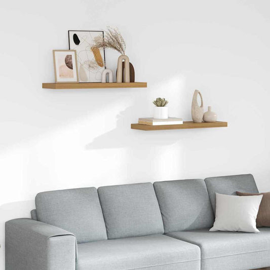 vidaXL Ράφι Τοίχου 2 pcs Καφέ 90 x 23,5 x 4 εκ Επεξεργασμένο ξύλο