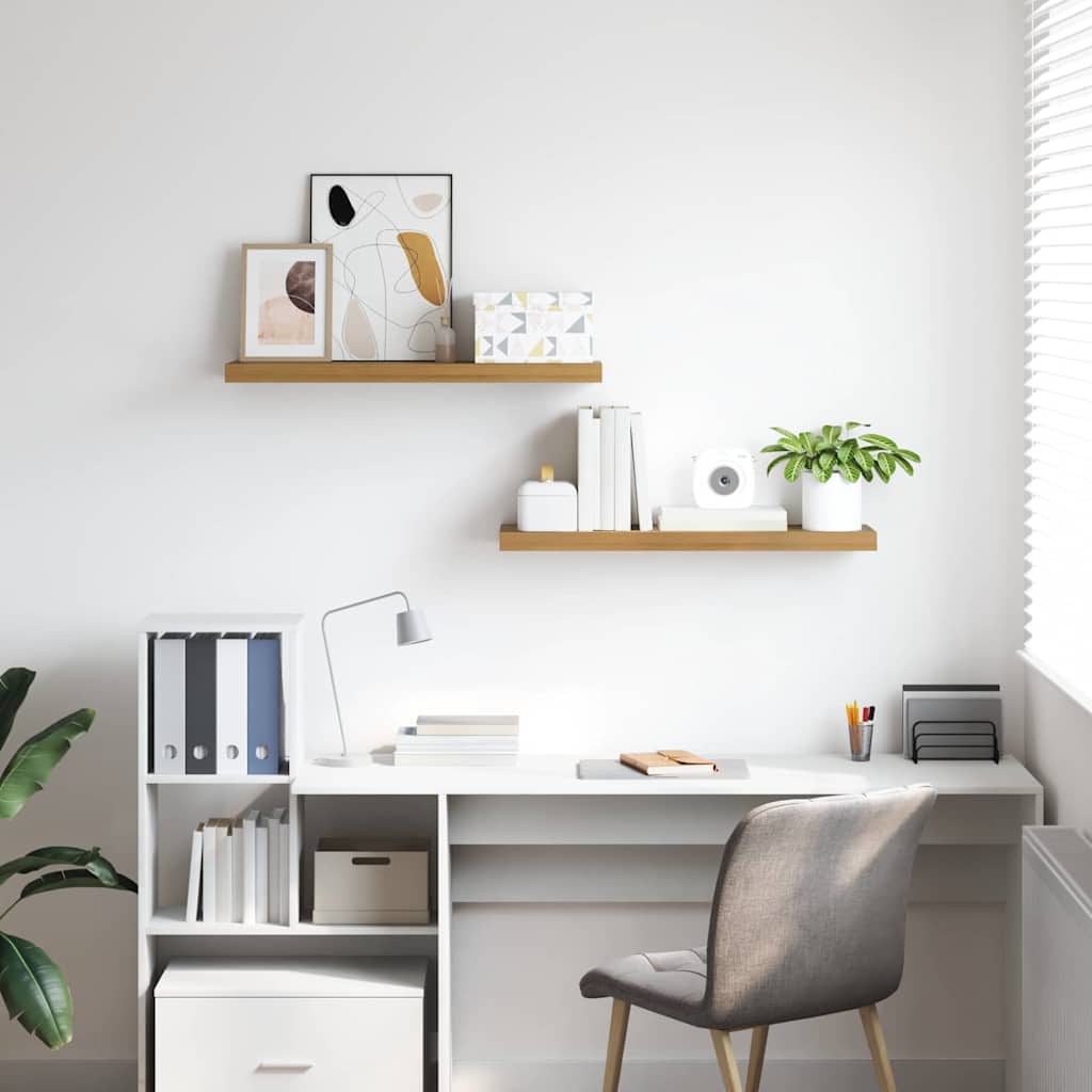 vidaXL Ράφι Τοίχου 2 pcs Καφέ 90 x 23,5 x 4 εκ Επεξεργασμένο ξύλο