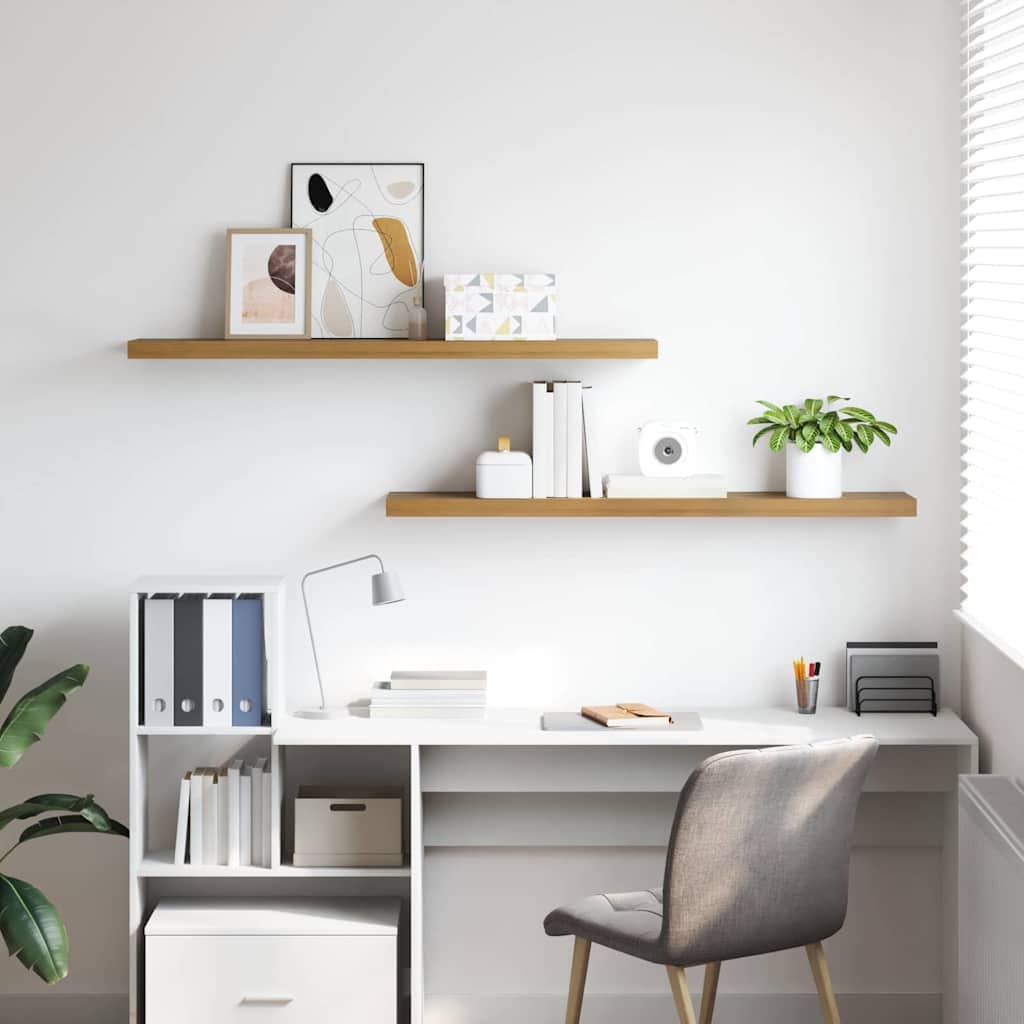 vidaXL Ράφι Τοίχου 2 pcs Καφέ 120 x 23,5 x 4 εκ Επεξεργασμένο ξύλο