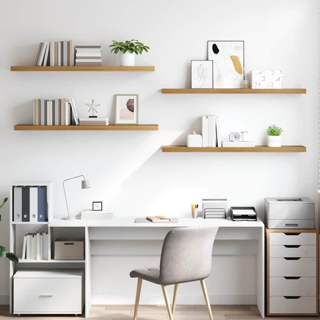 vidaXL Ράφι Τοίχου 4 pcs Καφέ 120 x 23,5 x 4 εκ Επεξεργασμένο ξύλο