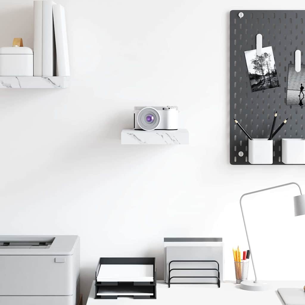 vidaXL Ράφι Τοίχου Λευκό Μάρμαρο 23 x 23,5 x 4 εκ Επεξεργασμένο ξύλο