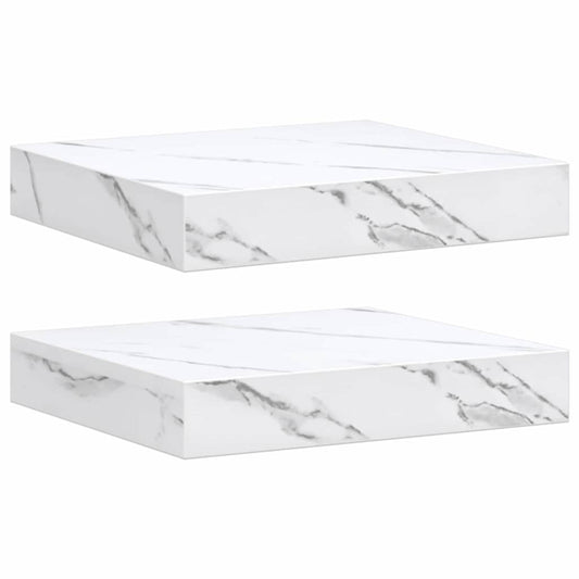 vidaXL Ράφι Τοίχου 2 τμχ. Λευκό Μάρμαρο 23 x 23,5 x 3,8 cm
