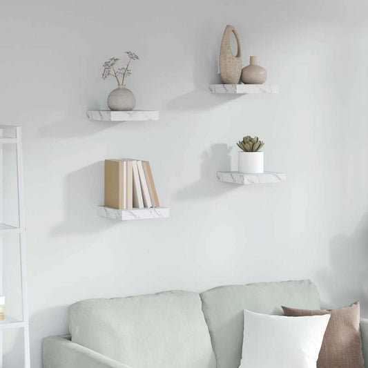 vidaXL Ράφι Τοίχου Επιτοίχιο 4 pcs Λευκό Μάρμαρο 23 x 23,5 x 4 εκ