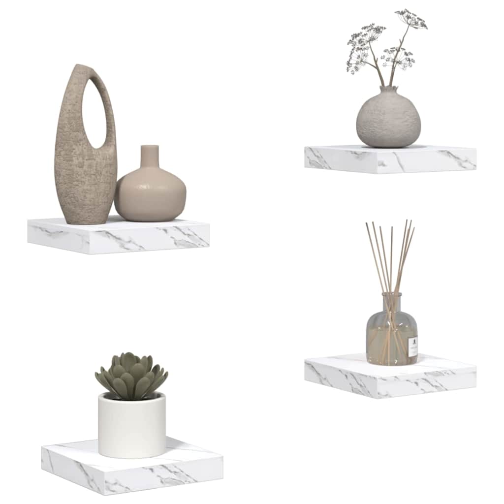 vidaXL Ράφι Τοίχου Επιτοίχιο 4 pcs Λευκό Μάρμαρο 23 x 23,5 x 4 εκ