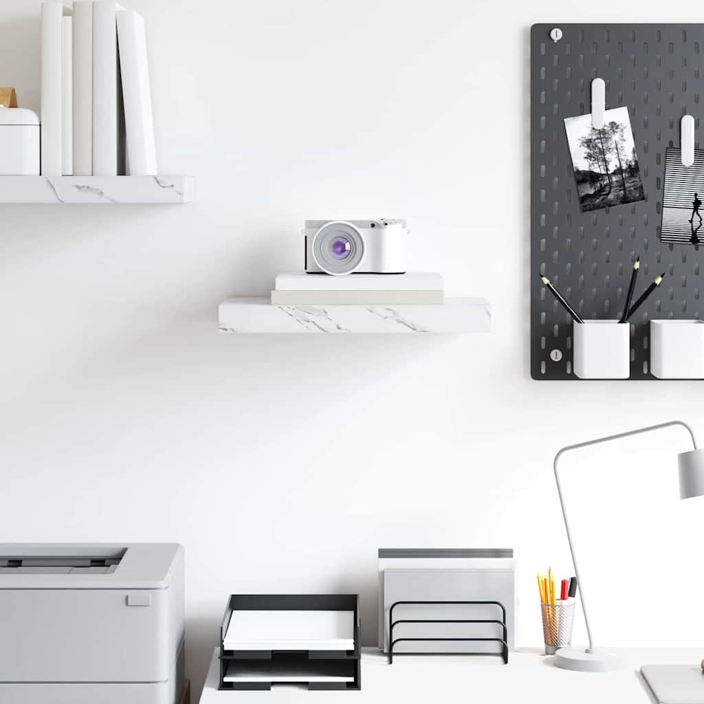 vidaXL Ράφι Τοίχου Λευκό Μάρμαρο 40 x 23,5 x 4 εκ Επεξεργασμένο ξύλο