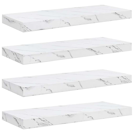 vidaXL Ράφι Τοίχου Επιτοίχιο 4 pcs Λευκό Μάρμαρο 50 x 23 x 4 εκ.