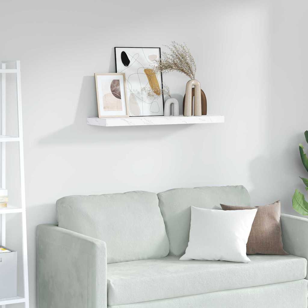 vidaXL Ράφι Τοίχου Λευκό Μάρμαρο 80 x 23,5 x 4 εκ Επεξεργασμένο ξύλο
