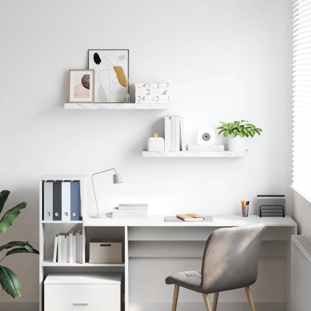 vidaXL Ράφι Τοίχου Επιτοίχιο 2 pcs Λευκό Μάρμαρο 80 x 23,5 x 4 εκ