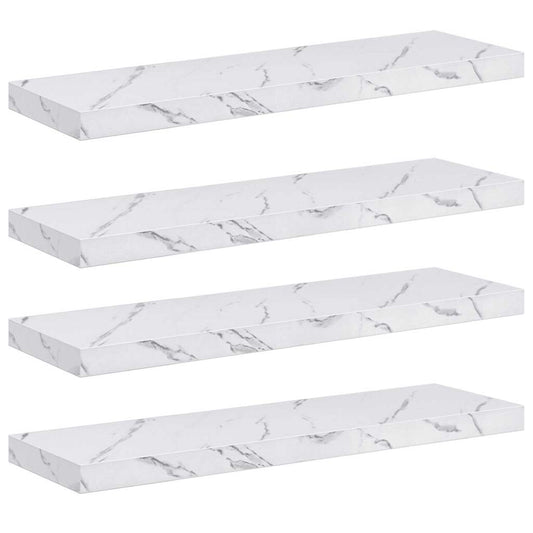 vidaXL Ράφι Τοίχου 4 τμχ. Λευκό Μάρμαρο 80 x 23,5 x 3,8 cm
