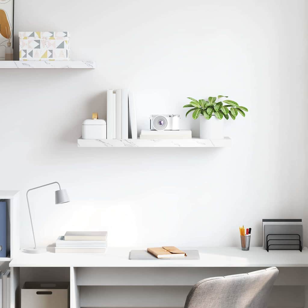 vidaXL Ράφι Τοίχου Λευκό Μάρμαρο 90 x 23,5 x 4 εκ Επεξεργασμένο ξύλο