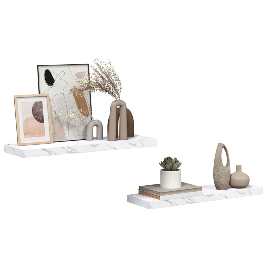 vidaXL Ράφι Τοίχου Επιτοίχιο 2 pcs Λευκό Μάρμαρο 90 x 23,5 x 4 εκ