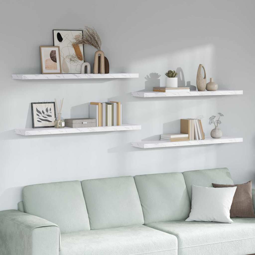 vidaXL Ράφι Τοίχου Επιτοίχιο 4 pcs Λευκό Μάρμαρο 120 x 23,5 x 4 εκ