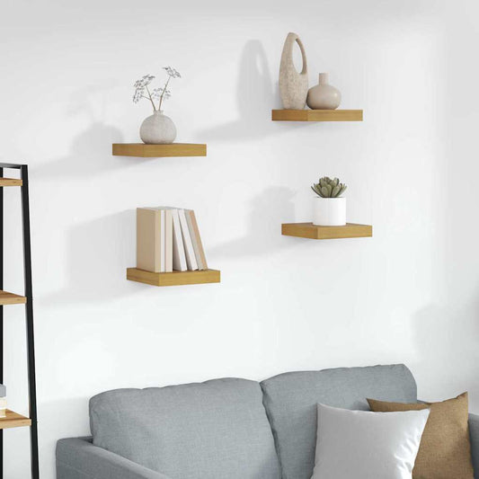 vidaXL Ράφι Τοίχου 4 pcs Μπεζ 23 x 23,5 x 4 εκ Επεξεργασμένο ξύλο