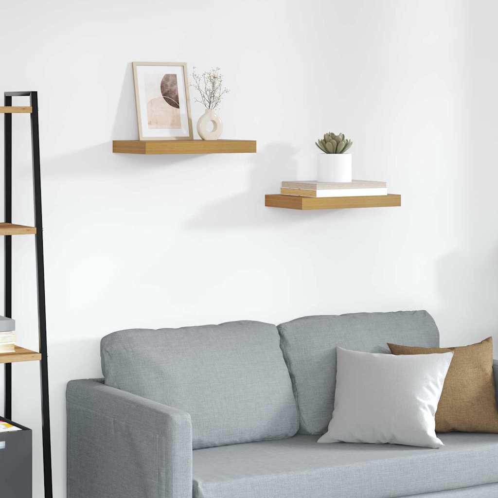 vidaXL Ράφι Τοίχου 2 τμχ. Μπεζ 40 x 23,5 x 3,8 εκ. Επεξεργασμένο Ξύλο