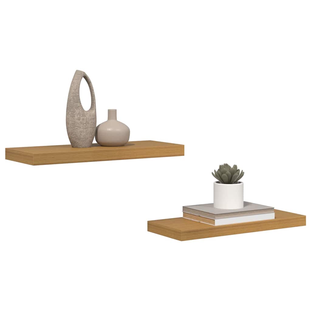 vidaXL Ράφι Τοίχου 2 τμχ. Μπεζ 60 x 23,5 x 3,8 cm Επεξεργασμένο Ξύλο